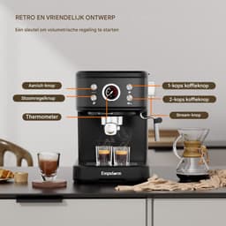 Volautomatische koffiemachines 2 in 1 huishoud koffiemaker - Capsule And Powder halfautomatische espressomachine - melkopschuimer- 20 bar druk- 1100W, voor cappuccino en latte macchiato thuis en kantoor — thumbnail 3