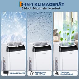 Danky Mobiele Airco 10000 BTU – 4-in-1 Mobiele Airconditioner met Koelen & Ontvochtigen & Ventileren, Stil <50 dB, Digital Display + Afstandsbediening, 24h Timer, Raamkit, tot 51 m² - Energieklasse A+ — thumbnail 5
