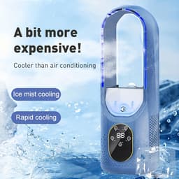 Bladeloze bureauventilator en draagbare luchtkoeler - USB-voeding, persoonlijke koeling, watergekoelde bevochtiging, ijsneveltechnologie, stille werking, automatische timer, geen LCD-display — thumbnail 1