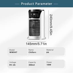 Draagbare Airco - Persoonlijke Koeler - Directe Verkoeling - Energiebesparend - 19.5 cm - Wit — thumbnail 5
