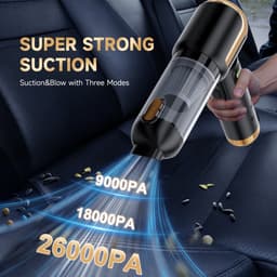 26000Pa Snoerloze Handstofzuiger – Draagbare Auto & Huis Stofzuiger met LED, 0,25L Stofbeker, 4-in-1, USB Oplaadbaar, Blazen & Zuigen — thumbnail 5