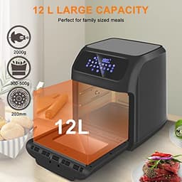 Digitale heteluchtfriteuse met 12 liter inhoud - 1800W kracht met 12 programma's en 6 accessoires — thumbnail 2