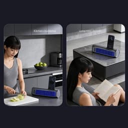 Ulisem - Tafeltorenventilator - 3000mAh oplaadbaar - 3 snelheden - Met telefoonhouder - Liggend en staand gebruik - Draagbaar en lichtgewicht - Voor kantoor en reizen - Zwart — thumbnail 3