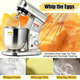 Keukenrobot - Keukenmixer Staande - Bakken en Koken - 3-in-1 Multifunctioneel - 5L Kom - Zilver — thumbnail 4