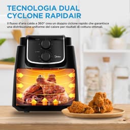 Heteluchtfriteuse - Airfryer Frituurpan - Gezond Frituren - Dubbele Wartel Technologie - 35 Liter - Zwart — thumbnail 3