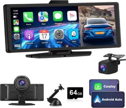 Hexinex - Draadloos CarPlay Scherm - 4K Dash Cam Carplay Android Auto - met 1080p Back-upcamera - Incl. 64GB SD — thumbnail 1