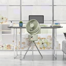 KZQ USB-Bureauventilator met 1200mAh Accu – 3 Standen, Stil (<25dB), 140° Kantelbaar, 120° Oscillerend, Incl. Standaard – Crèmewi — thumbnail 5