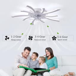 LED Plafondventilator met Licht - Ventilatorlamp Plafond - Kamertemperatuur Regelen - Omkeerbare Stille Motor - 78cm Doorsnede - Zwart — thumbnail 4