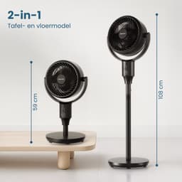 Auronic Statiefventilator - Staande Ventilator - Luchtkoeler - Vloer en tafelventilator - Omni - 3 Snelheden - Stille Ventilator - Fan - Met Afstandsbediening - Zwart — thumbnail 5