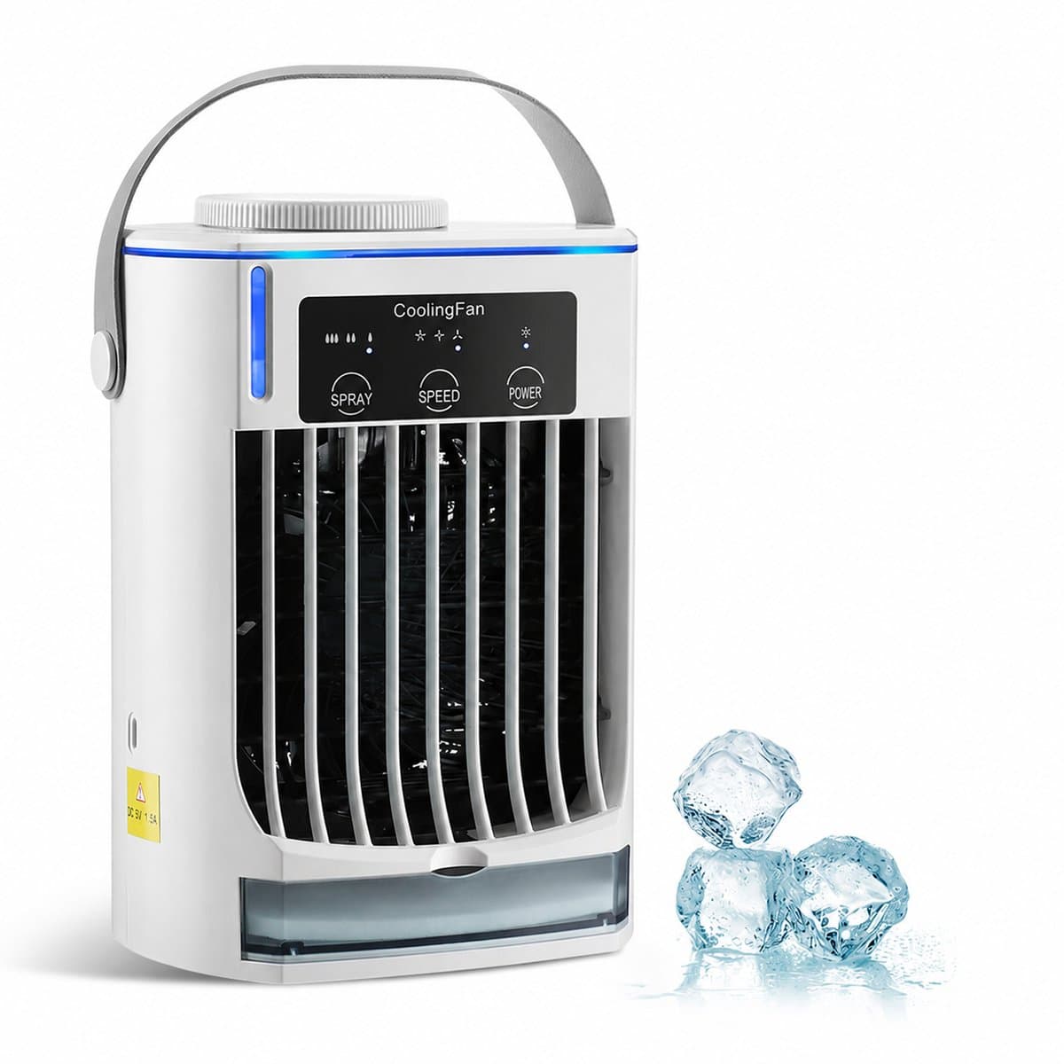 Airco -Mobiele airco - Aircooler - Draagbare airconditioners – Persoonlijke koelventilator met 3 windsnelheden en nachtlampje – 4-in-1 luchtkoeler en mini-airco, draagbaar voor thuis, kantoor, kamer, auto en camping — afbeelding 1