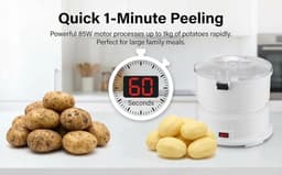Elektrische Aardappelschiller - Automatische Schilmachine - Snel Groenten Schillen - Eén Knop Bediening - 1 kg Capaciteit - Zilver — thumbnail 5