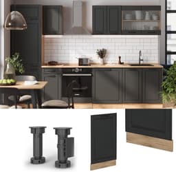 Inbouwvaatwasser Paneel 45 cm Antraciet Landhuisstijl Marmer Look — thumbnail 3