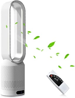 Torenventilator Bladloos - Staande Ventilator - Zomerse Koelte - 8 Snelheden Afstandsbediening - 20 Inch - Zilver — thumbnail 1