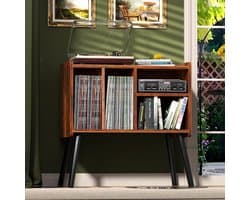 SNJY® Platenspeler Meubel - Platenspeler Kast - LP Houder - Platenhouder - 36,6D x 66B x 64H - Bruin