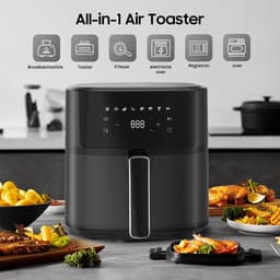 AIMASON 625A Airfryer - 6.5L Heteluchtfriteuse met LED-display - Snelverwarming van 1700W - Metalen Binnenmand - 8 programma's - 80-200℃ - Zwart — thumbnail 4