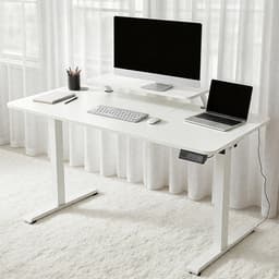 Elektrisch Verstelbaar Bureau 120×60 cm – Hoogte Verstelbaar 73-118 cm – Sta Zit Bureau Met Vaste Monitor Verhoger – Belastbaar 80 kg — thumbnail 5
