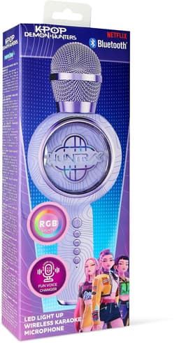 KPop Demon Hunters - Huntr/x - Logo - draadloze karaoke microfoon voor kinderen - oplichtend LED display - speaker - met stemeffecten — thumbnail 2