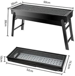 BBQ-grill - Draagbare BBQ-grill - Houtskool BBQ-grill - Opvouwbare draagbare BBQ-grill - Roestvrijstalen barbecuegrill - Opvouwbaar - Draagbaar - 60*20*30 cm - Geschikt voor buiten, kamperen, tuin, enz. - Zwart — thumbnail 5