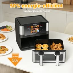 Sinaopus XXL Airfryer 9L 905A – Met Dubbele Mand – 12 Kookprogramma’s – Onafhankelijke Snelle Opwarming – Geschikt voor Gezinnen – Kijkvenster – Eenvoudig te Reinigen – Capaciteit voor 4 tot 5 Personen — thumbnail 2