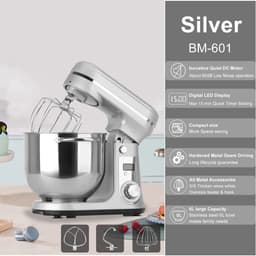 Golaro Keukenmixer – Deeg Mixer – Deeg Mixer Keukenmachine – 1200 W – Met Accessoires - 6 Snelheden + Pulse - Met Timer - Zilver — thumbnail 5