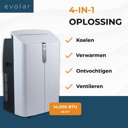 Evolar Mobiele Smart Airco - 14000 BTU - Ultra Stil - Koelen & Verwarmen - WiFi - App & Afstandsbediening - Airconditioner - met Afvoerslang - Slaapkamer, Woonkamer, Kantoor - EVO-PAC14CHW — thumbnail 4