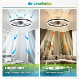 DIMICO - Plafondventilator met Verlichting - Plafond Ventilator - Afstandsbediening - 6 Snelheden - Zwart - Zomer en Wintermodus — thumbnail 4