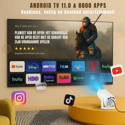 TIM® Draagbare beamer - Beamer - Projector - Mini Beamer - Wit - 10cm x 9cm x 16cm — thumbnail 3