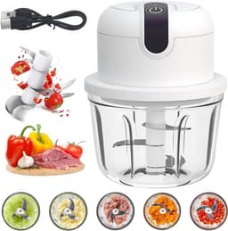 Mini Hakmolen - Elektrische Keuken - Ingrediënten Snijden - Draadloos Opladen - 350 ml - Wit — thumbnail 1