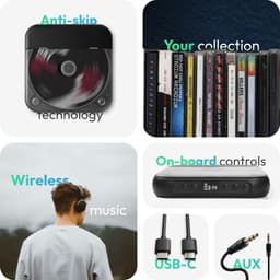 Premgoods draagbare CD Speler met Bluetooth - Portable discman - Met oortjes - Ingebouwde speaker - Walkman voor in auto - Radio - CD / CD-R / CD-RW - MP3 — thumbnail 3