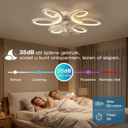 MUPOO Modern Plafondventilator met verlichting metApp & Afstandsbediening-Bloem - Dimbaar & 6 Snelheden- Winterstand & Stil -65cm Ventilator lamp Voor Woonkamer & Slaapkamer — thumbnail 5