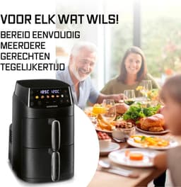 Heteluchtfriteuse Dubbele Kamer - Airfryer Duo - Gezond Koken - Twee Gerechten Tegelijk - 5 Liter - Zwart — thumbnail 4