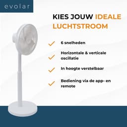 Evolar Smart Ventilator Staand - 18W - Statiefventilator - WiFi - App & Afstandsbediening - EVO-SF18WW — thumbnail 3