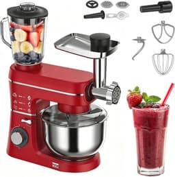 Staande Mixer - Keukenmachine Keukenmixer - Bakken en Koken - 5-in-1 Multifunctioneel - 10 Liter - Rood — thumbnail 1