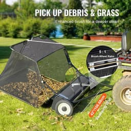 Grasveger Achter - Bladverzamelaar Gazon - Gazon Onderhoud - Verstelbare Borstelhoogte - 107 cm Werkbreedte - Zwart — thumbnail 5