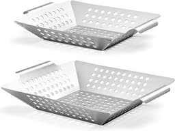 Set van 2 RVS Grillmanden voor Groenten, Vlees en Vis - Geschikt voor Gas-, Elektrische en Houtskoolbarbecues, Vaatwasmachinebestendig — thumbnail 1