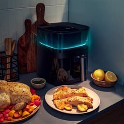 Airfryer met Waterverstuiver - Heteluchtoven Gezond - Gezond Koken - Ingebouwd Raam Binnenverlichting - 5 Liter - Zwart — thumbnail 2