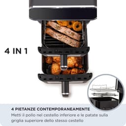 Verticale Dubbele Airfryer - Luchtfriteuse Toren - Gelijk Garen - Ruimtebesparend Ontwerp - 11 Liter - Zwart — thumbnail 2