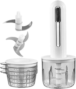 Elektrische Keukenmachine - Knoflookhakker Mini - Snel Ingrediënten Snijden - Draadloos USB Oplaadbaar - 400 ml Kom - Wit — thumbnail 1