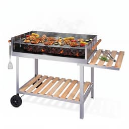 Lomera BBQ Trolley - Houtskoolbarbecue - Verrijdbare Barbecue - Grillwagen - Barbecuewagen - BBQ op Wielen - RVS Barbecue - Houtskool BBQ met Zijtafel - Buitenkeuken - BBQ Wagen - Tuinbarbecue - Barbecue — thumbnail 1