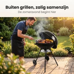 Lomera Kogelbarbecue - Houtskool BBQ met Deksel en Wielen - Ronde Barbecue - Asopvangbak - Kogelgrill - Houtskoolbarbecue - Instelbaar Ventilatiesysteem - Grillrooster - Kolen BBQ - Staande BBQ - Tuinbarbecue - Barbeque — thumbnail 4
