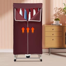 Draagbare wasdroger - Elektrische droger - Kleding drogen - Geluidsarm ontwerp - 30 kg capaciteit - Wijnrood — thumbnail 5