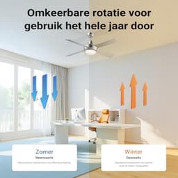 Plafondventilator 130 cm met verlichting en afstandsbediening - 3 snelheden, zilver — thumbnail 3