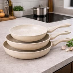 Signature Home, Set van 3 pannen 20 / 24 / 28 cm met minerale antiaanbaklaag, Beige — thumbnail 3