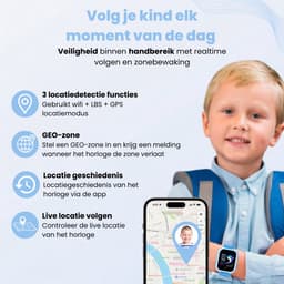 WB Goods Kinder Smartwatch - GPS Horloge Kind - Smartwatch Kinderen - Kinder GPS Tracker - 4G & SMS - Blauw - Met Nederlandse Taal — thumbnail 3
