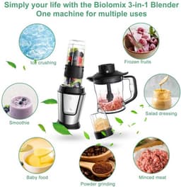 Multifunctionele Keukenmachine - 3-in-1 - Foodprocessor - Blender - 700W - Smoothie Maker - Hakmolen - Droogmolen - Roestvrij Staal - BPA-vrije Fles - 24.000 RPM — thumbnail 2