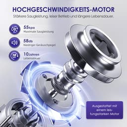 Fukstern Steelstofzuiger Draadloos - 55000Pa Zuigkracht - 55 Minuten Werktijd - 1.8L Stofreservoir - 8-lags HEPA-filtersysteem - paars — thumbnail 4