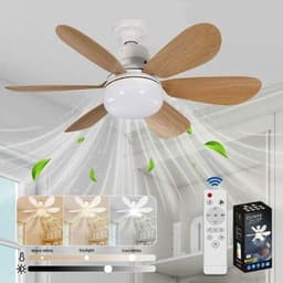 Plafondventilator met verlichting en afstandsbediening – Dimbaar LED-plafondventilator met geïntegreerde 40W E27-lamp — thumbnail 1