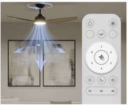 Philips Olas Ventilator met LED lamp - Diameter: 132cm - Instelbaar wit licht van 3000K tot 6500K - Dimbaar tot 5% - Inclusief afstandsbediening - 2650 Lumen - Zwart/Hout — thumbnail 3