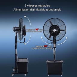 Vernevelingsventilator - Buitenventilator Mist - Terras Koelen - Zonder Waterleiding - 61cm - Zwart — thumbnail 2