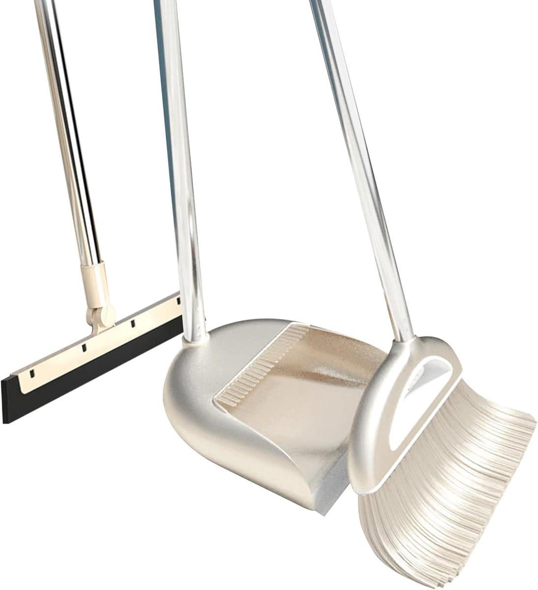 Stof- en borstelset - Veegset lange steel - Vloeren snel reinigen - Met kamfilter - 88 cm steel - Meerkleurig — afbeelding 1
